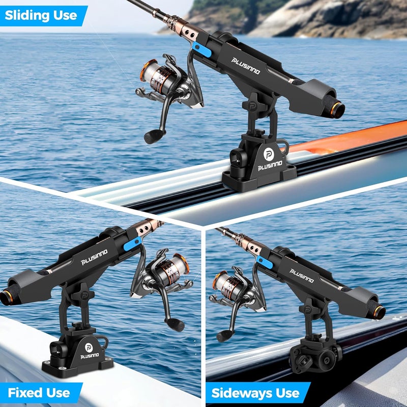 PLUSINNO 2 in 1 Fishing Rod Holders for Boat, Kayak Fishing Rod Holder, Fishing Pole Holders for Track Mount / Deck Mount, Fishing Gear with Fishing Rod Protective Strap, Fishing Accessories & Gifts - Image 2